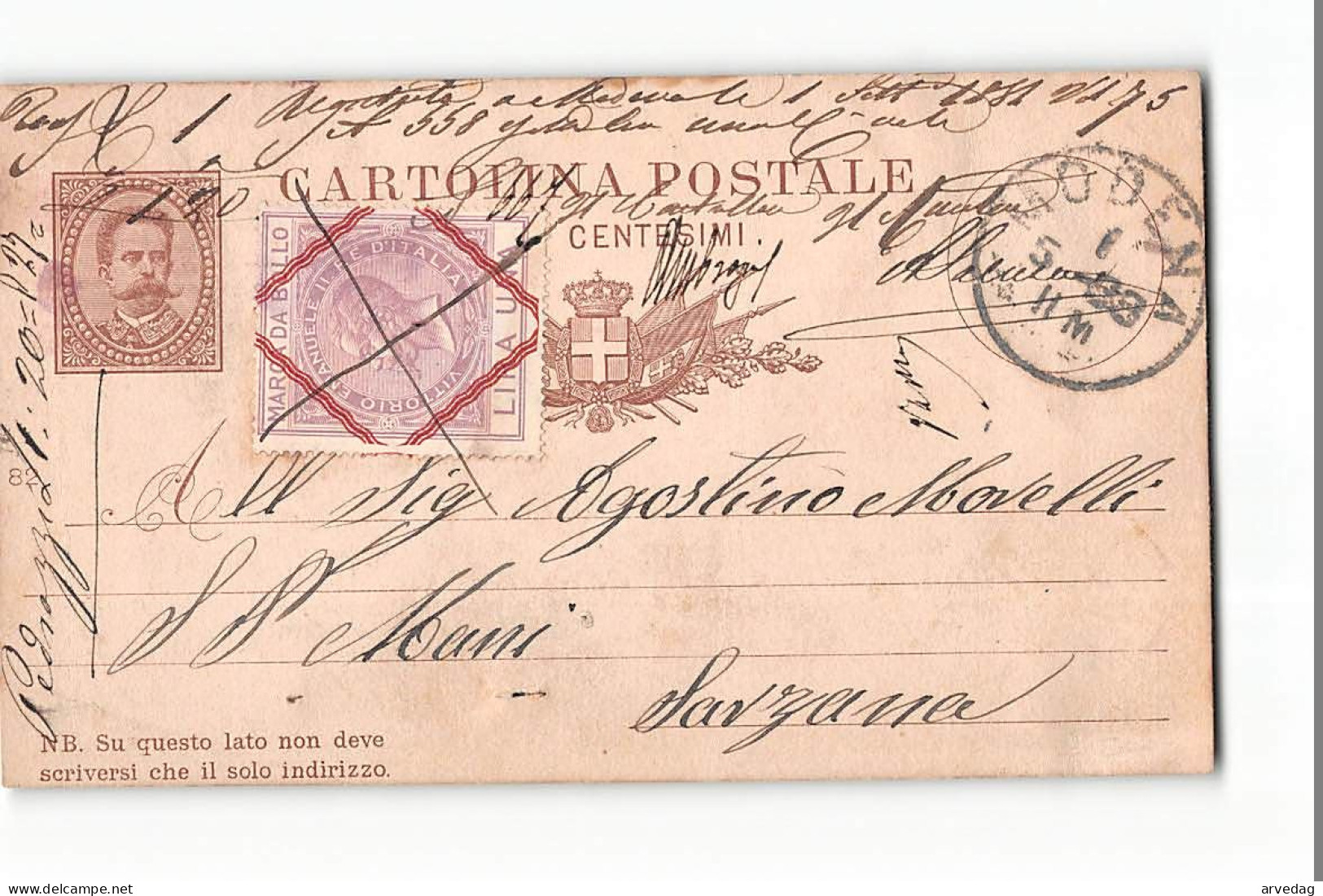 16082 01  CARTOLINA POSTALE MODENA X SARZANA 1883 - MARCA DA BOLLO - Entero Postal