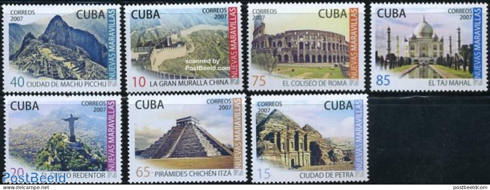 Cuba 2007 7 New World Wonders 7v, Mint NH, Various - Tourism - Unused Stamps