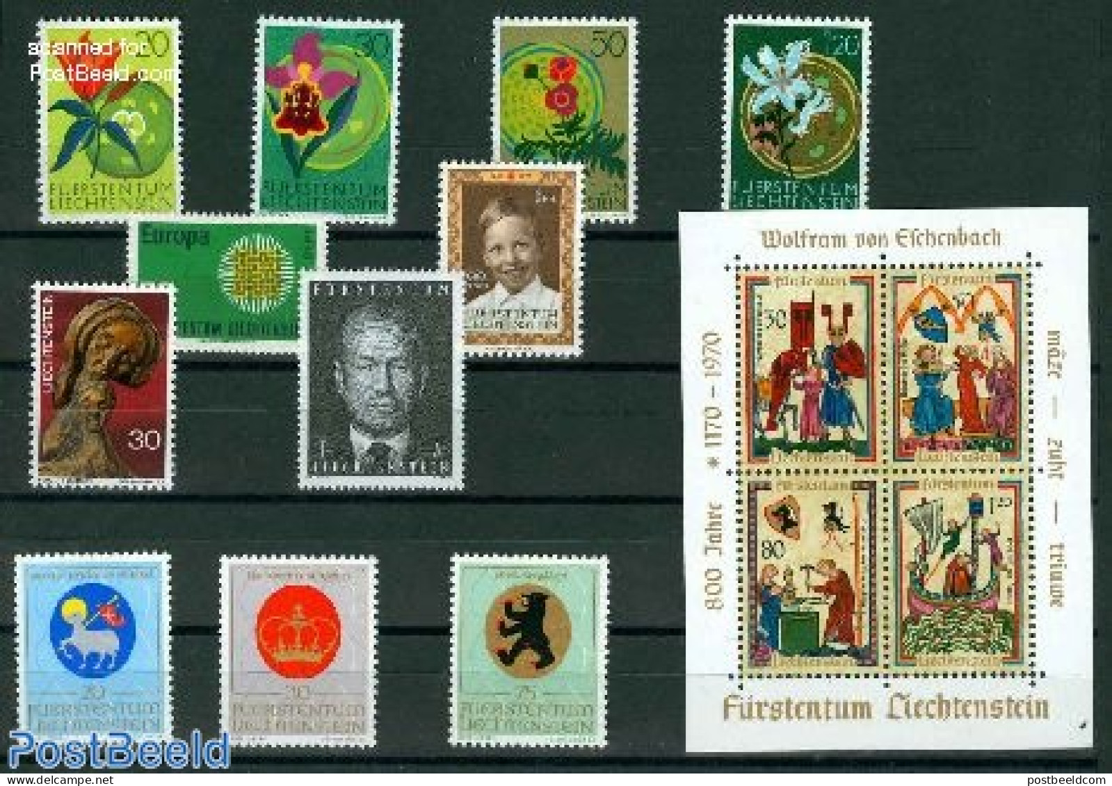Liechtenstein 1970 Yearset 1970, Complete, 11v + 1s/s, Mint NH, Various - Yearsets (by Country) - Neufs