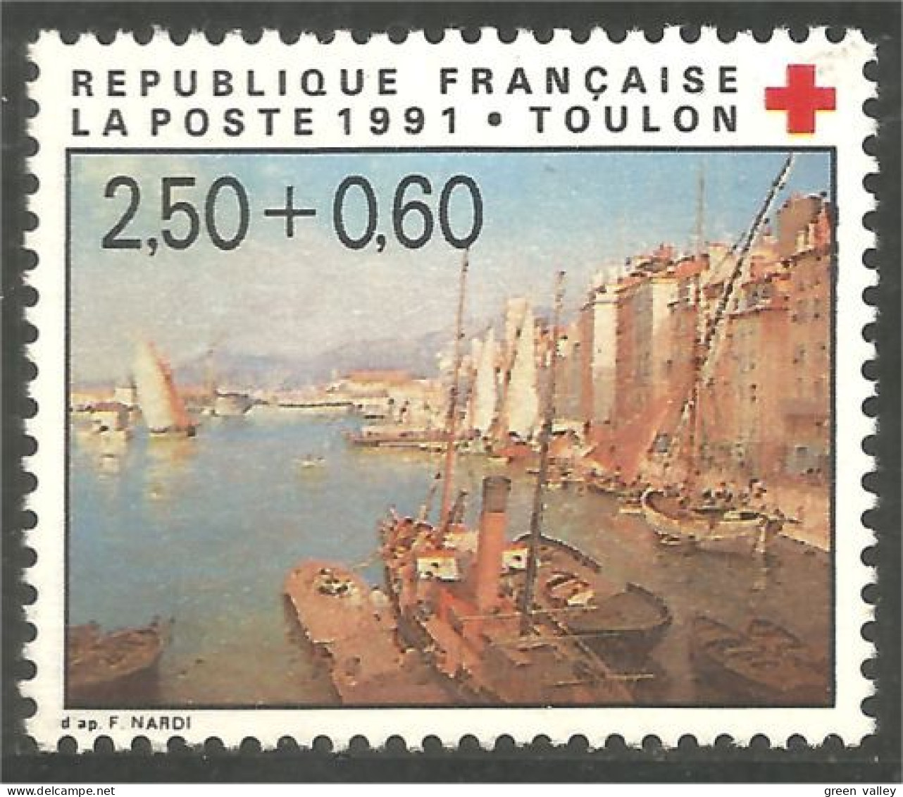 357 France Yv 2733 Croix-Rouge Red Cross Port Toulon Harbour Bateau Ship MNH ** Neuf SC (2733-1b) - Schiffe