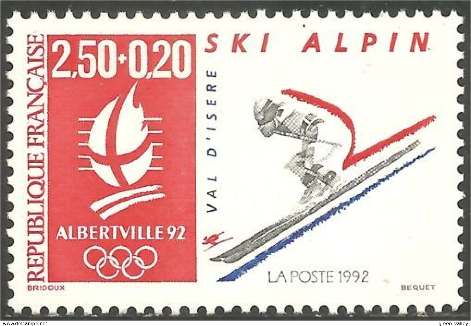 357 France Yv 2710 Jeux Olympiques Albertville Alpine Ski Alpin MNH ** Neuf SC (2710-1c) - Ski