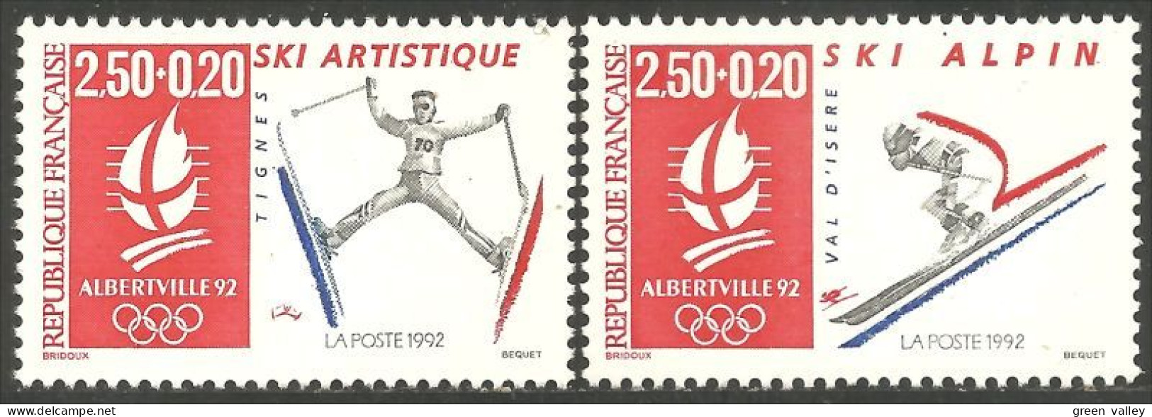 357 France Yv 2709-2710 Jeux Olympiques Albertville Ski MNH ** Neuf SC (2709-2710-1c) - Sci