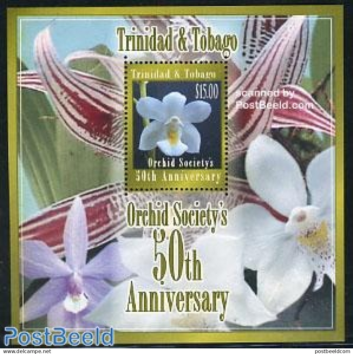 Trinidad & Tobago 2006 50th Anniv. Orchid Society S/s, Mint NH, Nature - Flowers & Plants - Orchids - Trinidad En Tobago (1962-...)