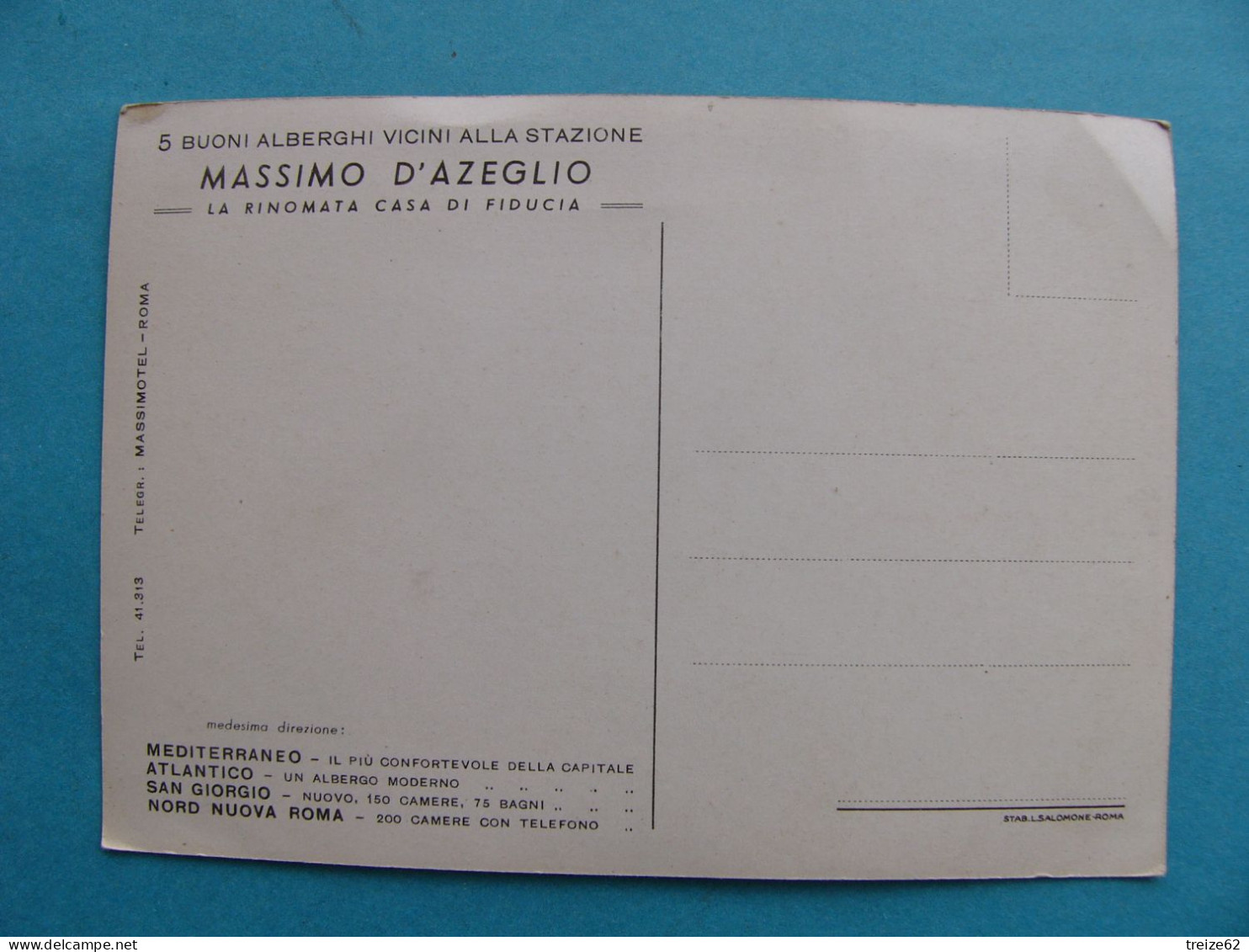 Rome Roma Plan De Quartier Hôtel Massimo D'Azeglio 5 Buoni Alberghi Vicini Alla Stazione - Cafes, Hotels & Restaurants