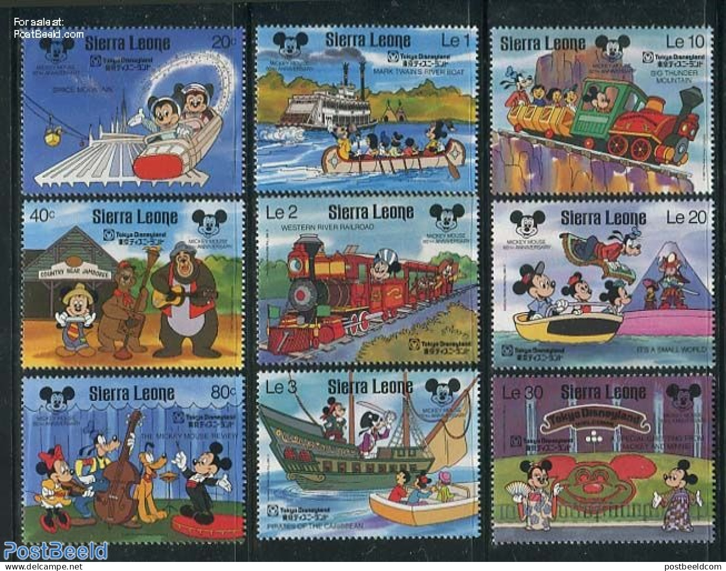 Sierra Leone 1987 Tokyo Disney Land 9v, Mint NH, Art - Disney - Disney