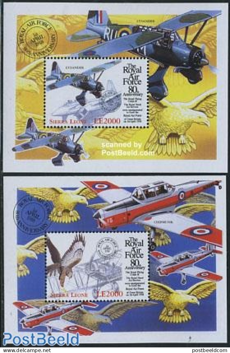 Sierra Leone 1998 80 Years R.A.F. 2 S/s, Mint NH, Transport - Aircraft & Aviation - Vliegtuigen