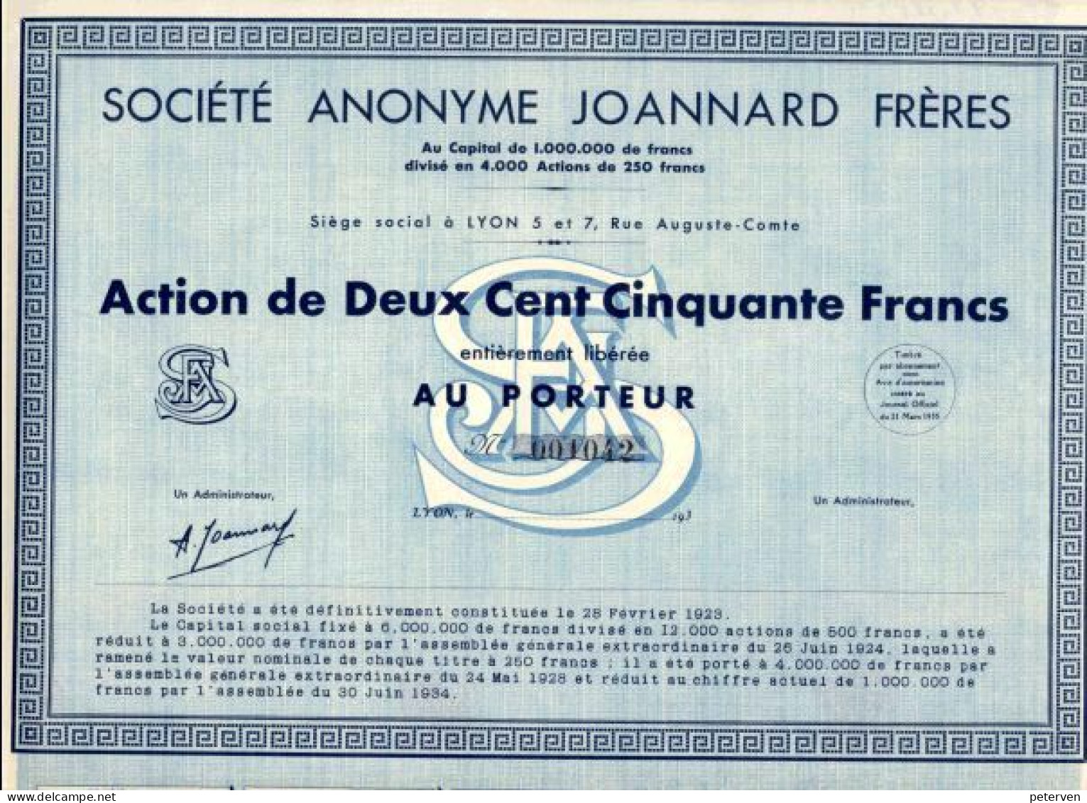 JOANNARD FRÈRES (Fourrures); Action - Textiel