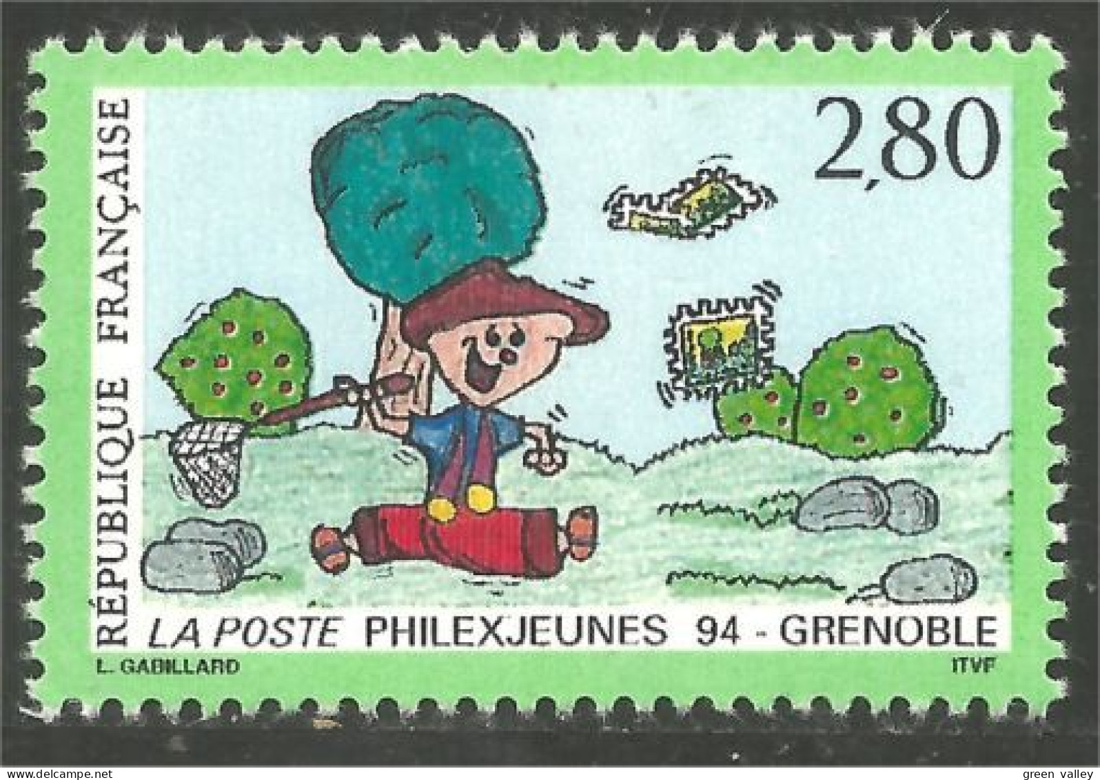 358 France Yv 2877 Philexjeunes 94 Grenoble Enfant Papillon Butterfly MNH ** Neuf SC (2877-1b) - Autres & Non Classés