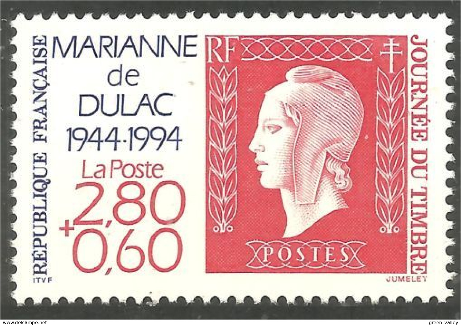 358 France Yv 2863 Journée Timbre Marianne Dulac MNH ** Neuf SC (2863-1b) - 1944-45 Marianne (Dulac)