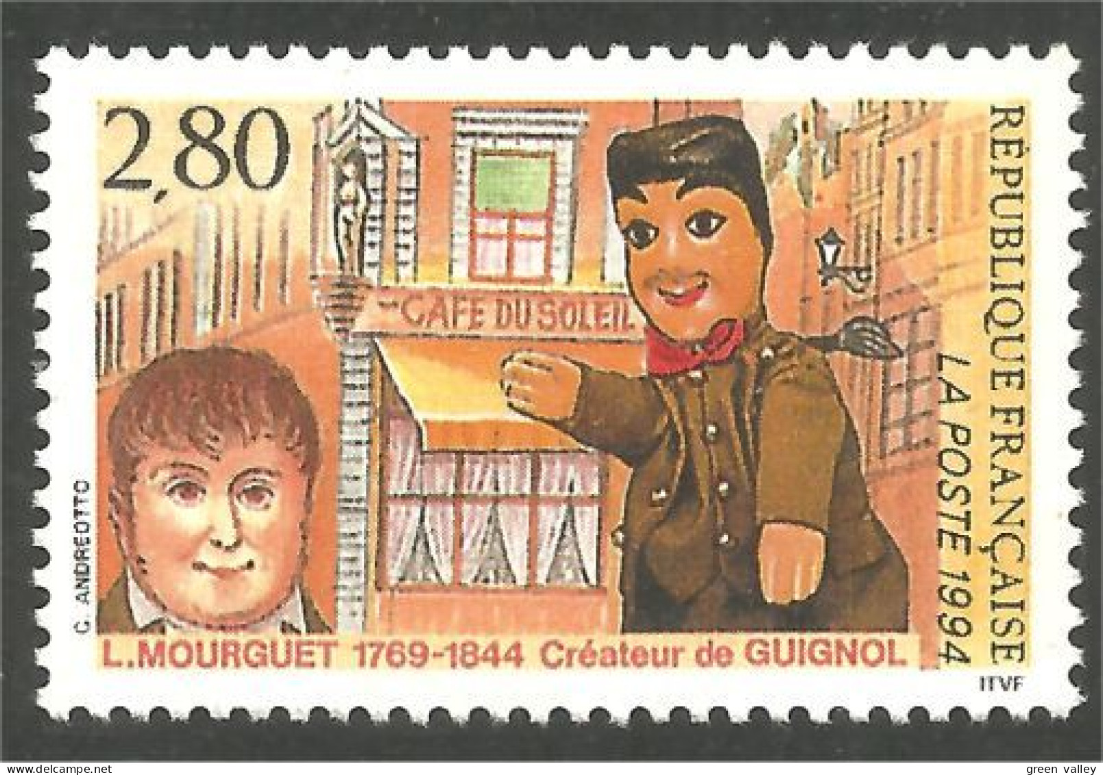 358 France Yv 2861 Louis Mourguet Guignol Marionnette MNH ** Neuf SC (2861-1c) - Marionetas