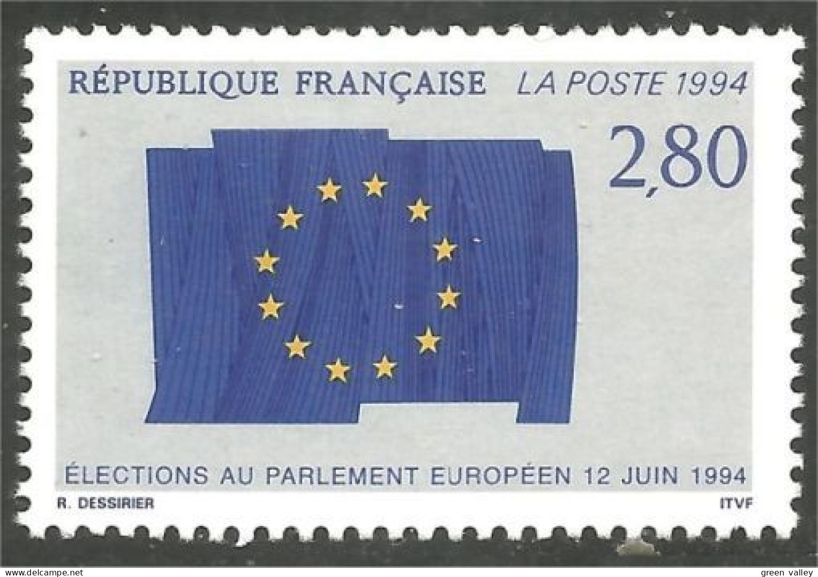 358 France Yv 2860 Parlement Europe Parliament Drapeau Flag MNH ** Neuf SC (2860-1b) - Andere & Zonder Classificatie