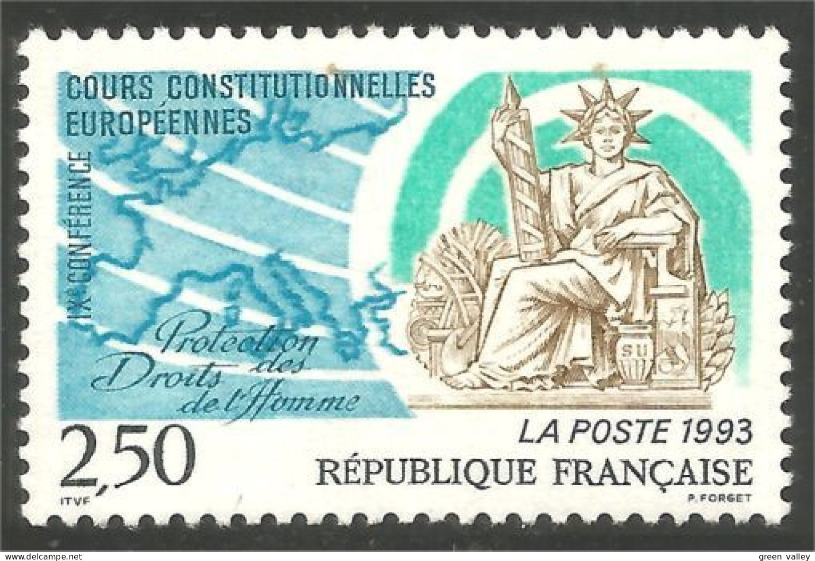 358 France Yv 2808 Constitution Carte Europe Map MNH ** Neuf SC (2808-1) - Géographie