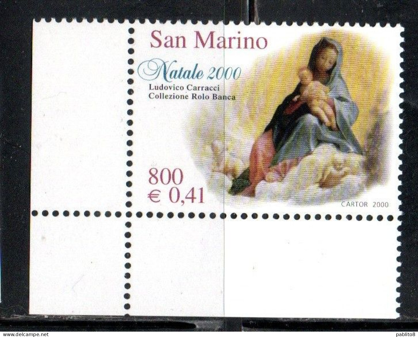 REPUBBLICA DI SAN MARINO 2000 NATALE CHRISTMAS NOEL WEIHNACHTEN NATAL NAVIDAD LIRE 800 € 0,41 MNH - Nuovi