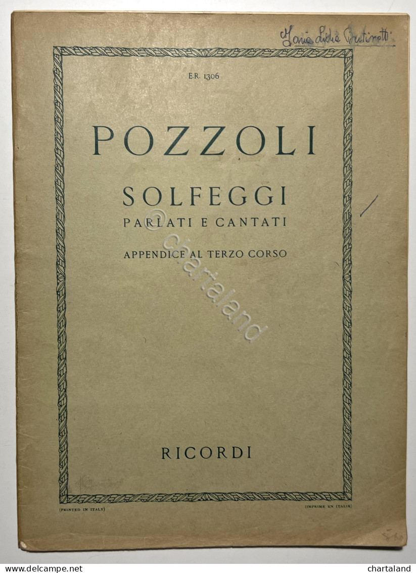 Spartiti - E. Pozzoli - Solfeggi Parlati E Cantati - Ed. 1945 Ricordi - Sonstige & Ohne Zuordnung
