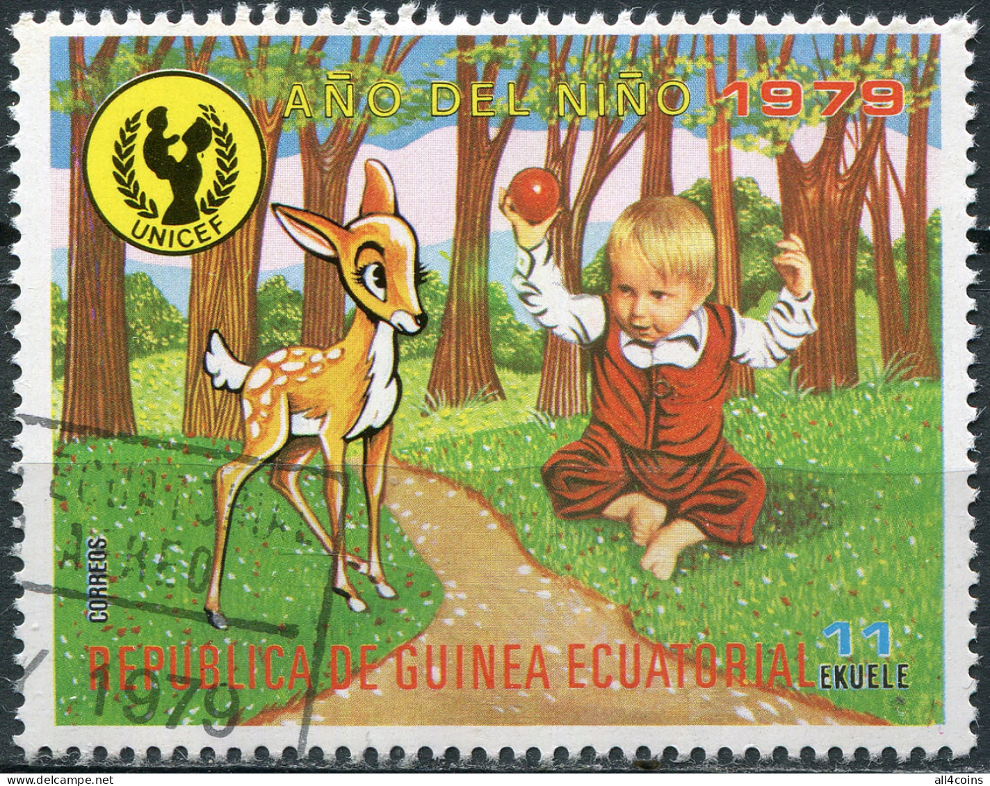 Equatorial Guinea 1979. Child With Deer (CTO) Stamp - Guinée Equatoriale
