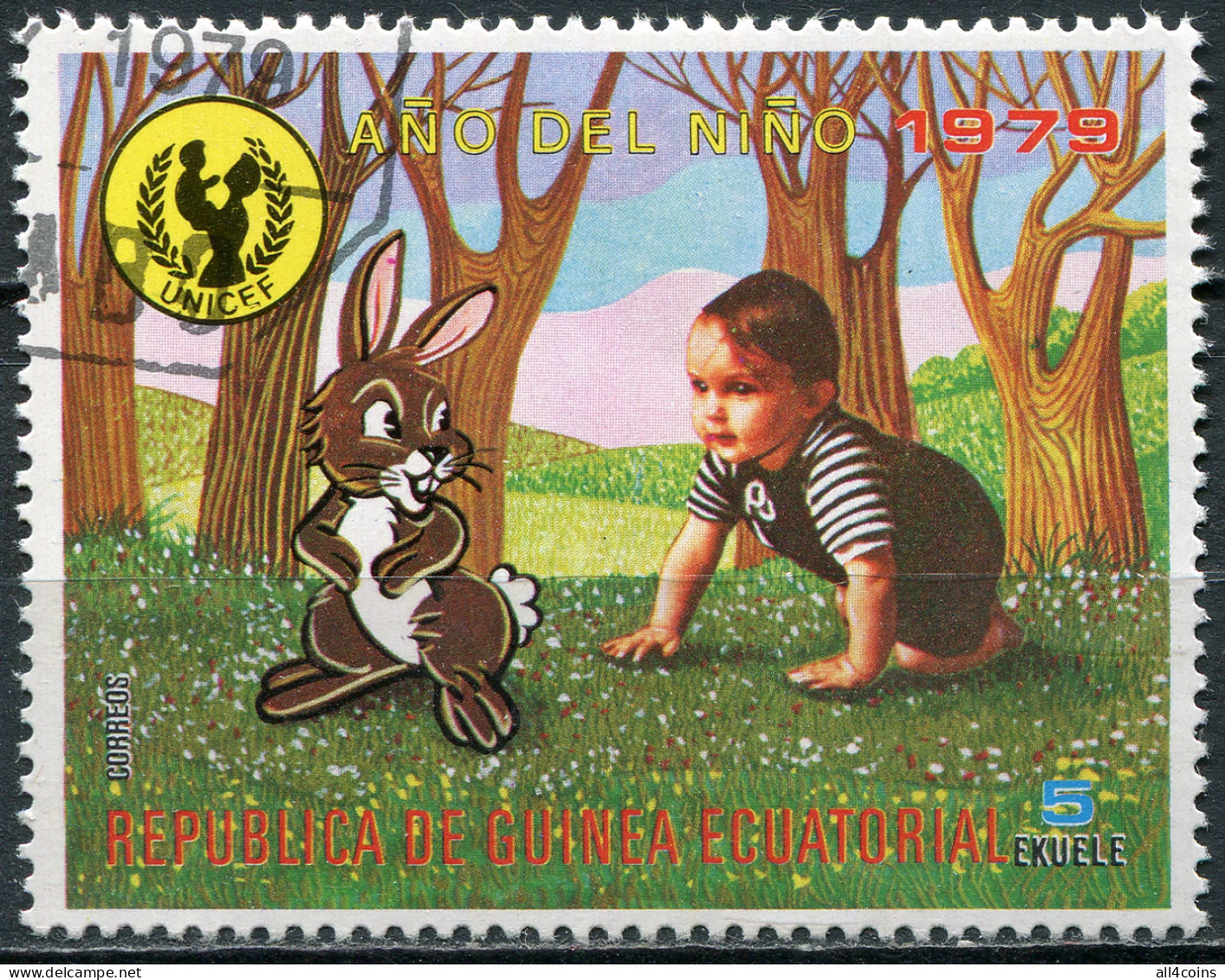 Equatorial Guinea 1979. Child With Hare (CTO) Stamp - Equatorial Guinea