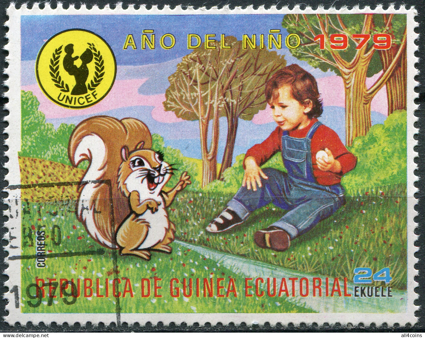 Equatorial Guinea 1979. Child With Squirrel (CTO) Stamp - Equatorial Guinea