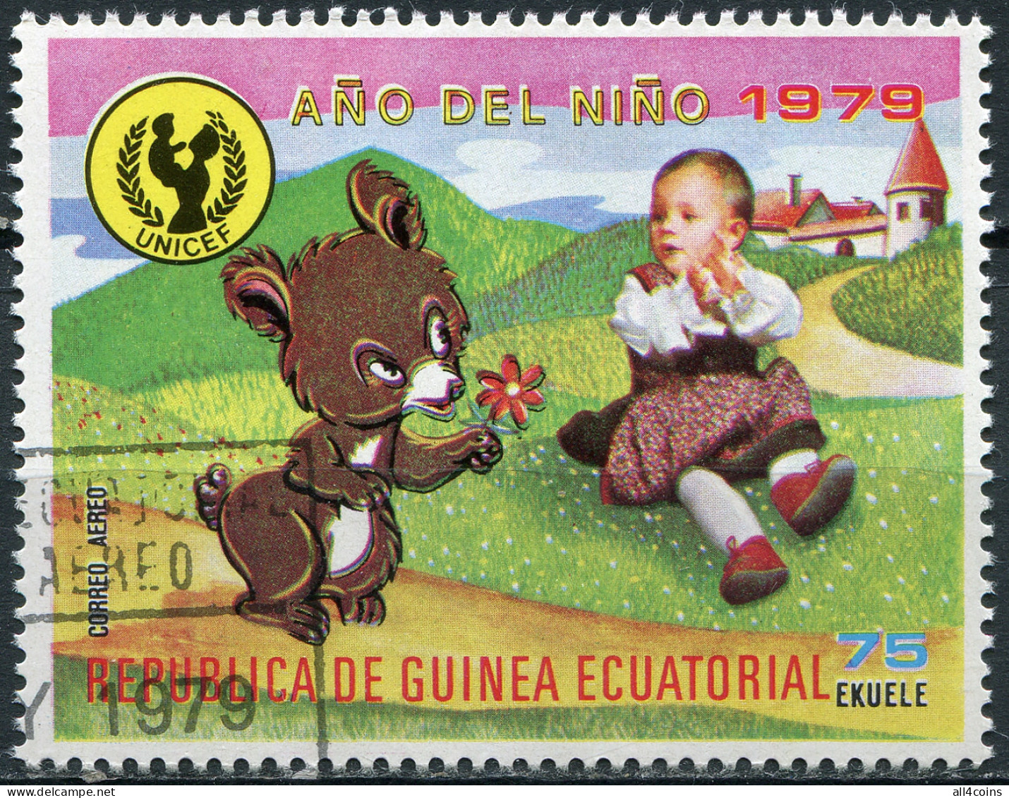 Equatorial Guinea 1979. Child With Bear (CTO) Stamp - Guinée Equatoriale