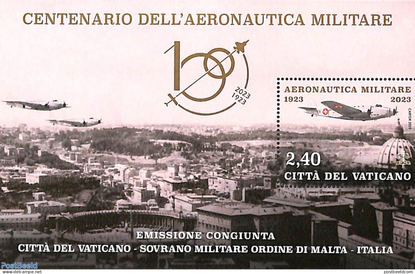 Vatican 2023 Military Aviation S/s, Joint Issue, Mint NH, Transport - Various - Aircraft & Aviation - Joint Issues - Neufs