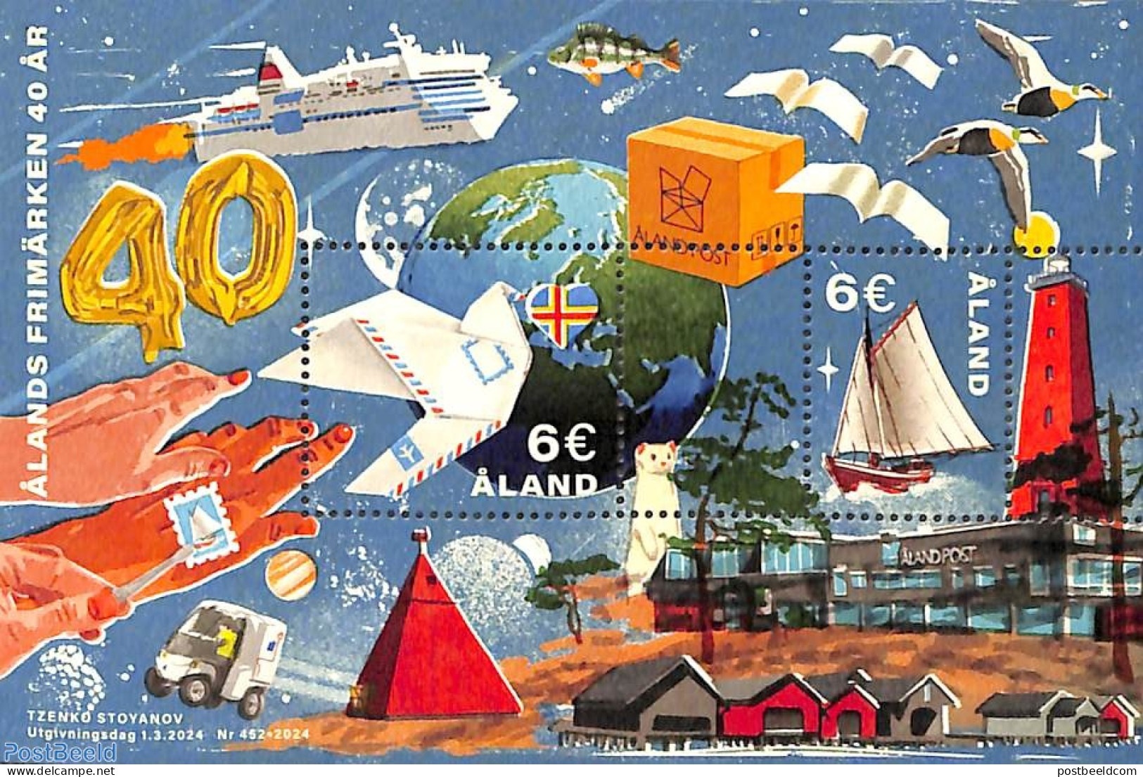 Aland 2024 40 Years Stamps S/s, Mint NH, Transport - Post - Ships And Boats - Posta