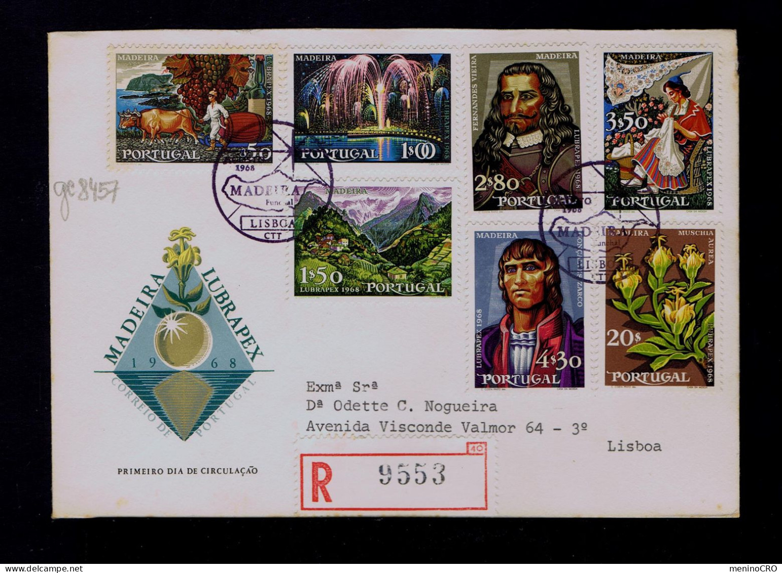 Gc8457 PORTUGAL "LUBRAPEX '68" Wines Discoveries Flowers Flora Flora Embroiderers Fdc 1968 Pmk Lisboa (mailed SCARCE) - Sonstige & Ohne Zuordnung