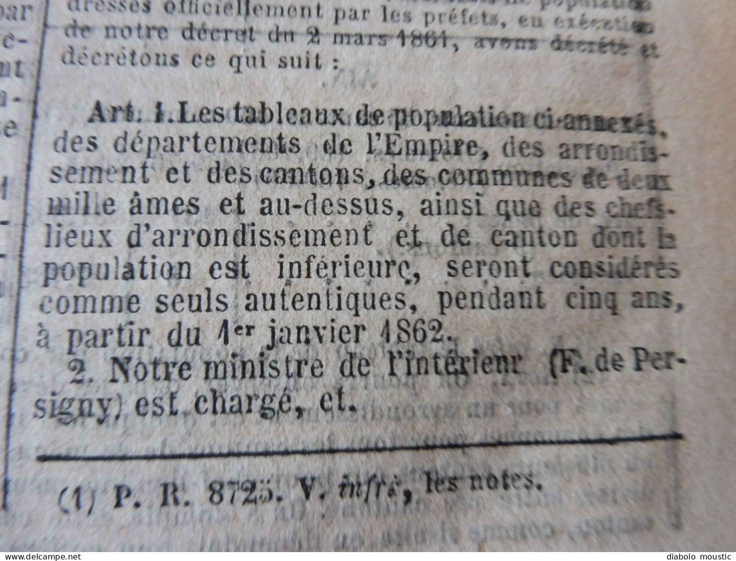 IMPORTANT , Année 1862  Population des VILLES de FRANCE par départements ;Reconstruction Pont MORAND à Nantes; Etc