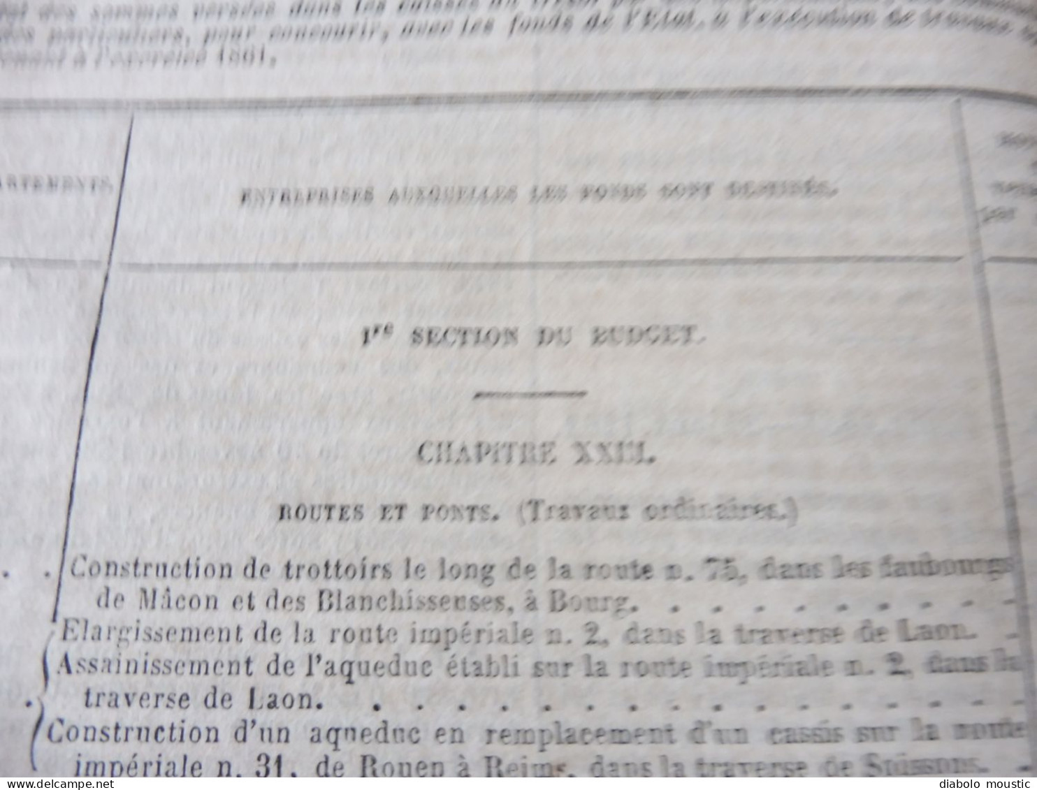 1862  RECUEIL des LOIS : Tableaux de population des départements de l'Empire  ;Reconstruction Pont MORAND à Nantes; Etc