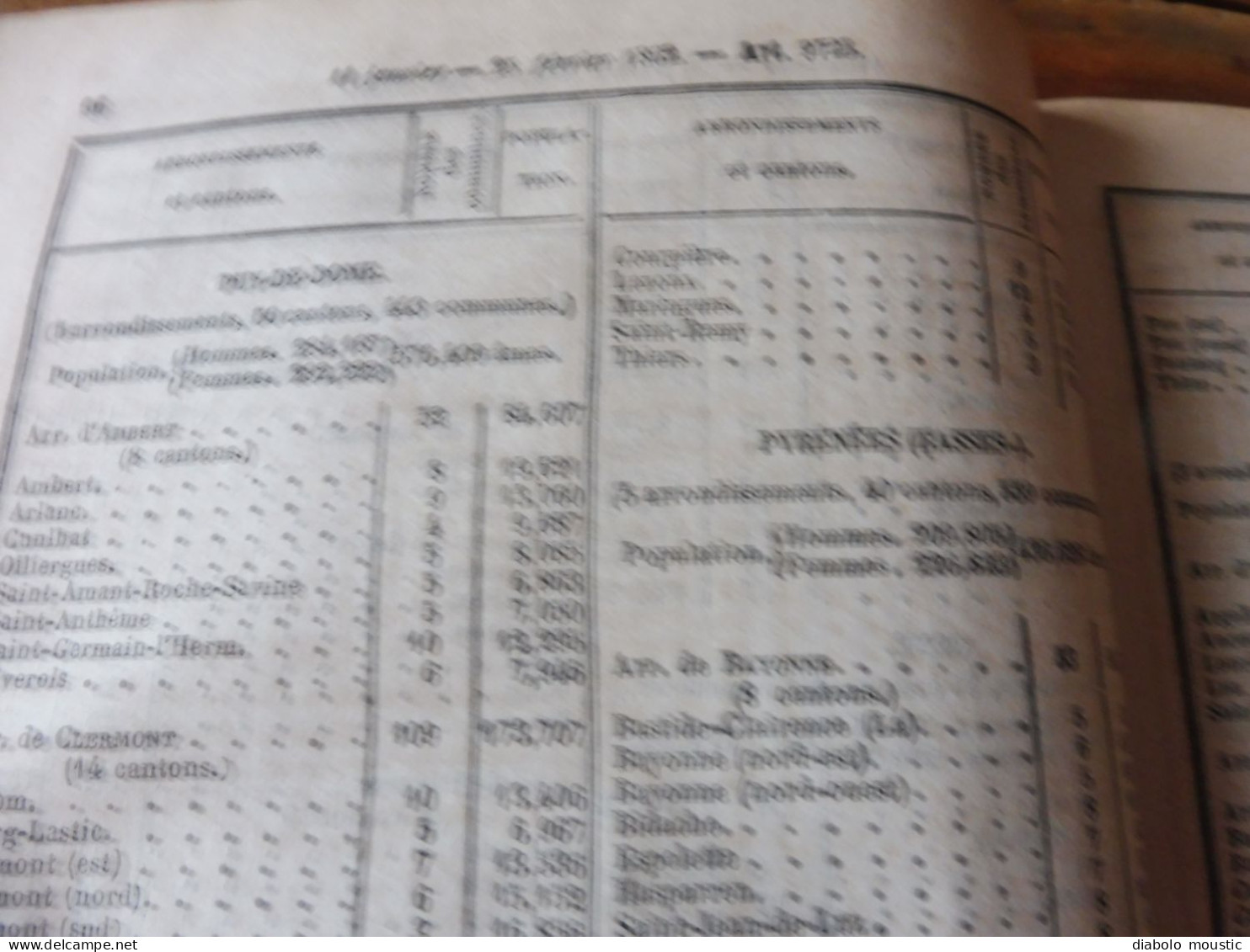 IMPORTANT , Année 1862  Population des VILLES de FRANCE par départements ;Reconstruction Pont MORAND à Nantes; Etc