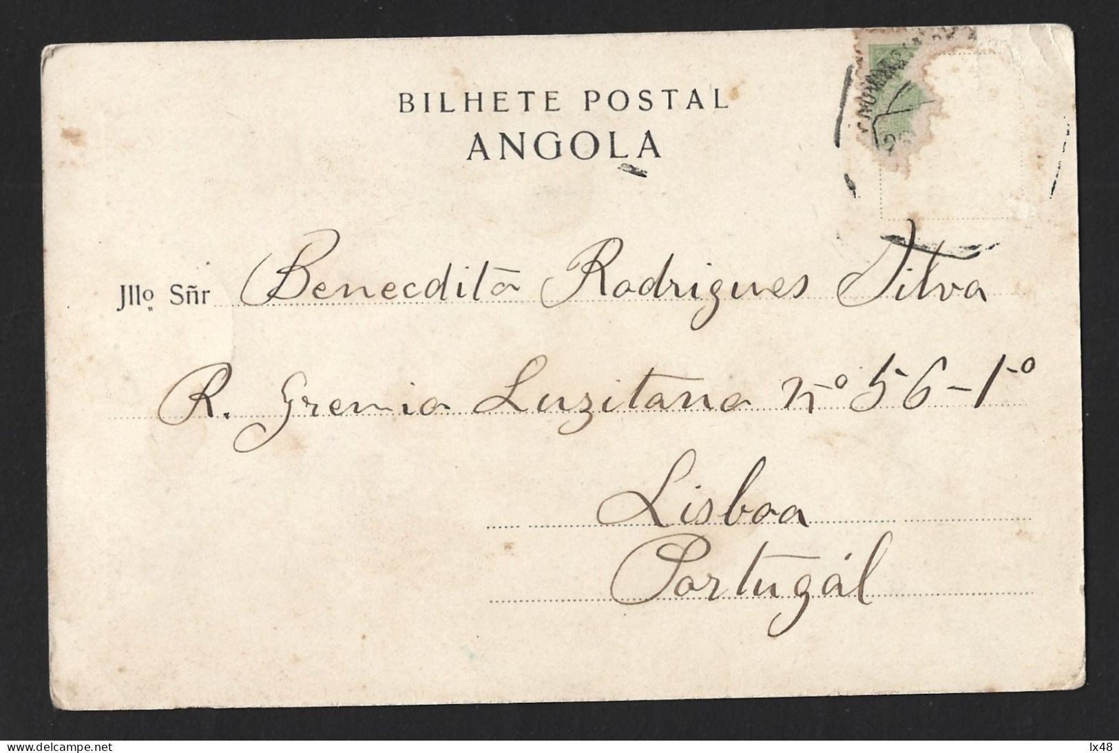 Postal Luanda, Angola Circulado S/selo 1903. Lavadeiras. Canoa Jangada.Postcard Luanda.Laundresses. Raft Canoe. - Briefe U. Dokumente