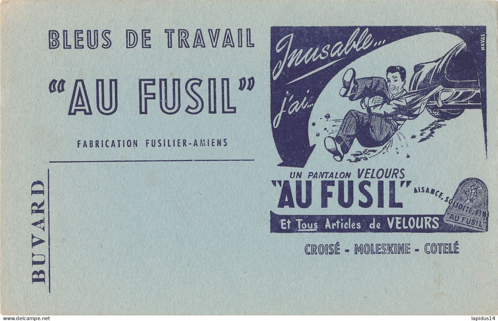 BU 2811 -  BUVARD   BLEUS DE TRAVAIL  AU FUSIL - Textile & Vestimentaire