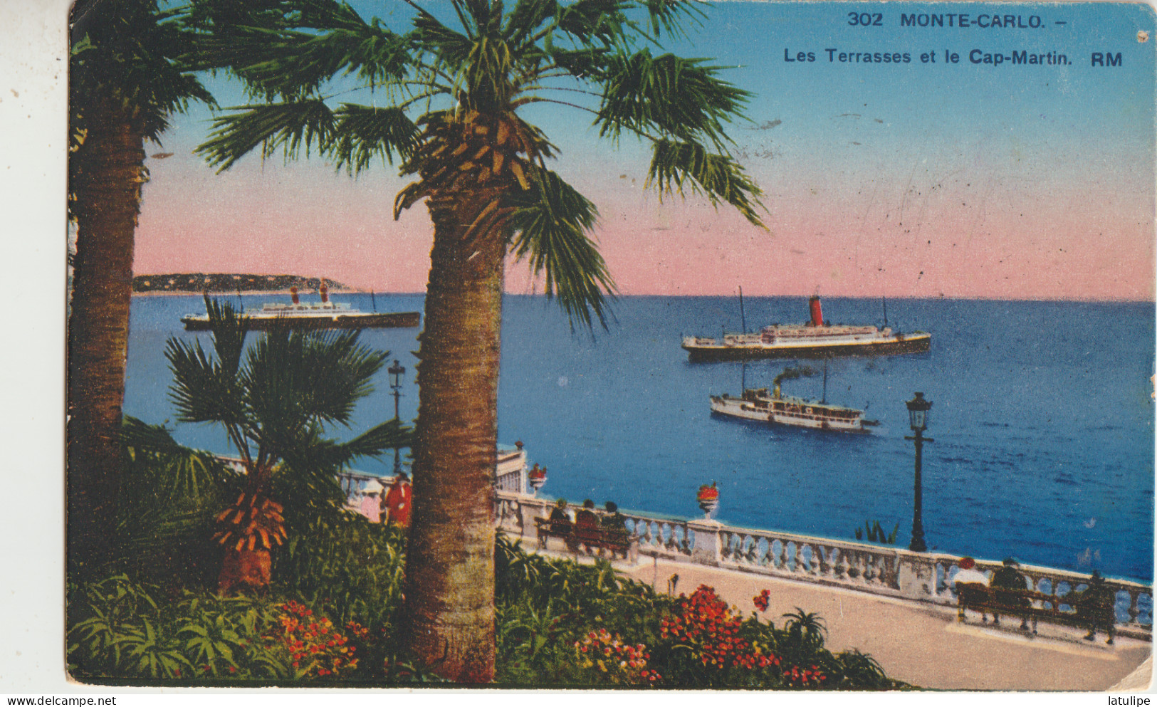 Monte-Carlo   Les Terrasses Et Le Cap Martin Animée Et Bateaux De Plaisance - Monte-Carlo