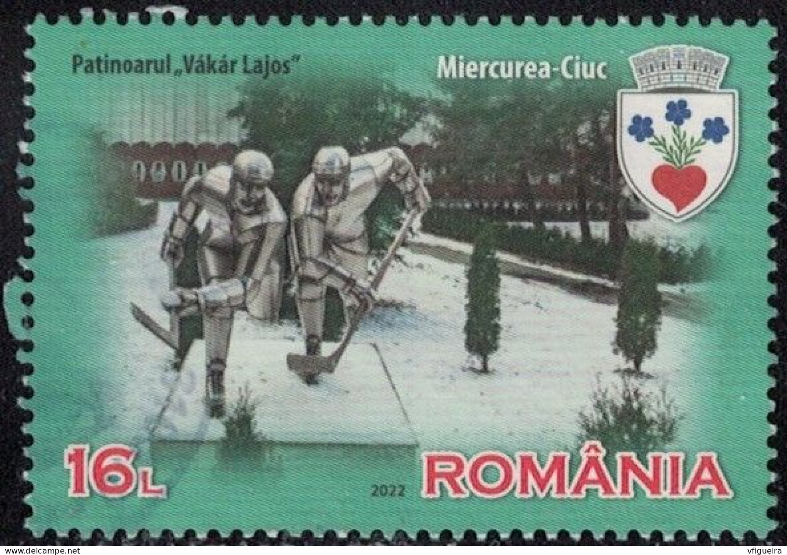 Roumanie 2022 Oblitéré Used Patinoire Et Statue De Lajos Vákár Miercurea Ciuc Y&T RO 6836 SU - Gebraucht