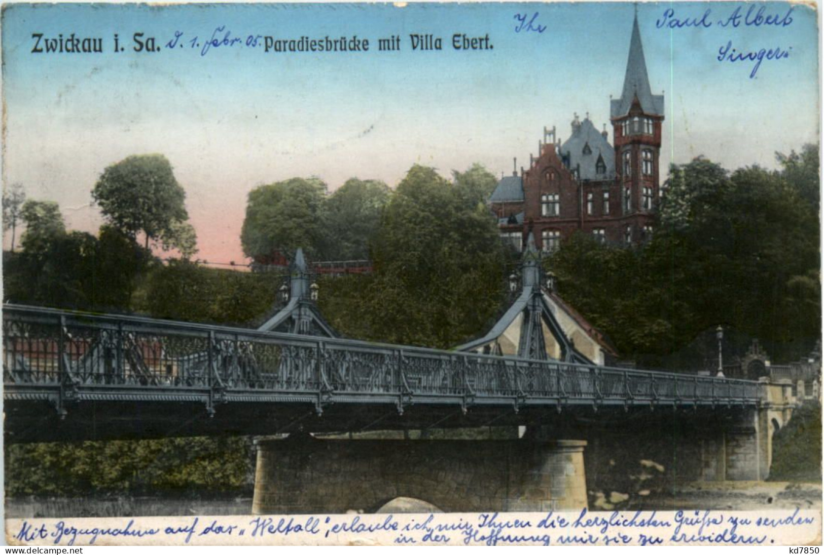 Zwickau - Paradiesbrücke Mit Villa Ebert - Zwickau