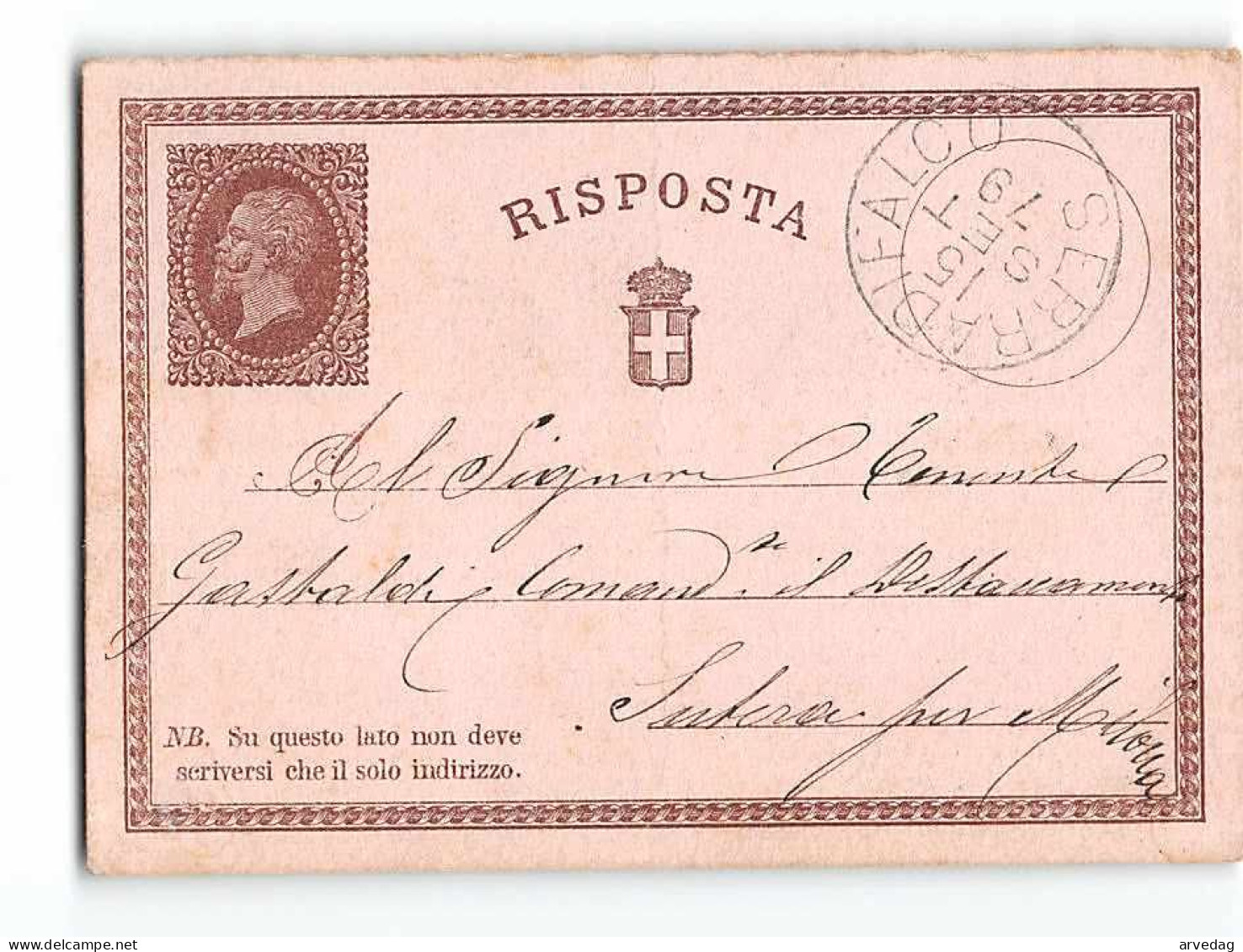 16147 01  SERRADIFALCO X MILANO - 1879 - Interi Postali