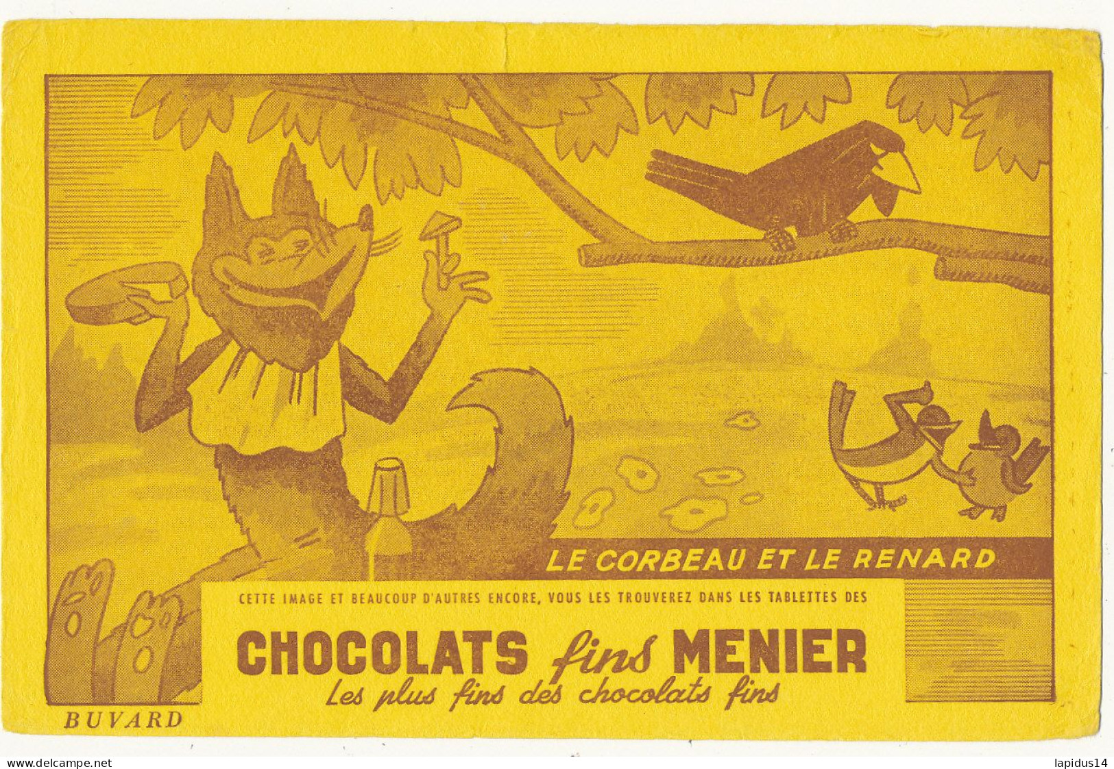 BU 2812 -  BUVARD  CHOCOLATS MENIER  LE CORBEAU ET LE RENARD - Cocoa & Chocolat