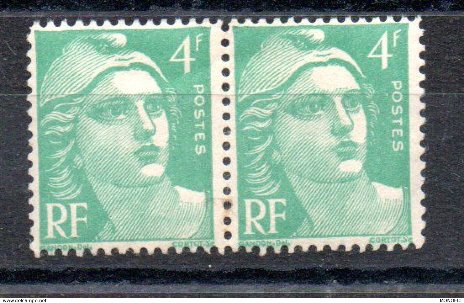 FRANCE -- Marianne De Gandon -- Paire Timbres 4 F. émeraude - Neufs