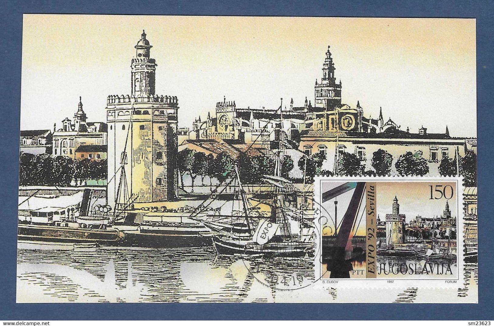 Jugoslawien  1992 , EXPO "92 Sevilla - Maximum Card - First Day  Beograd - Maximumkaarten