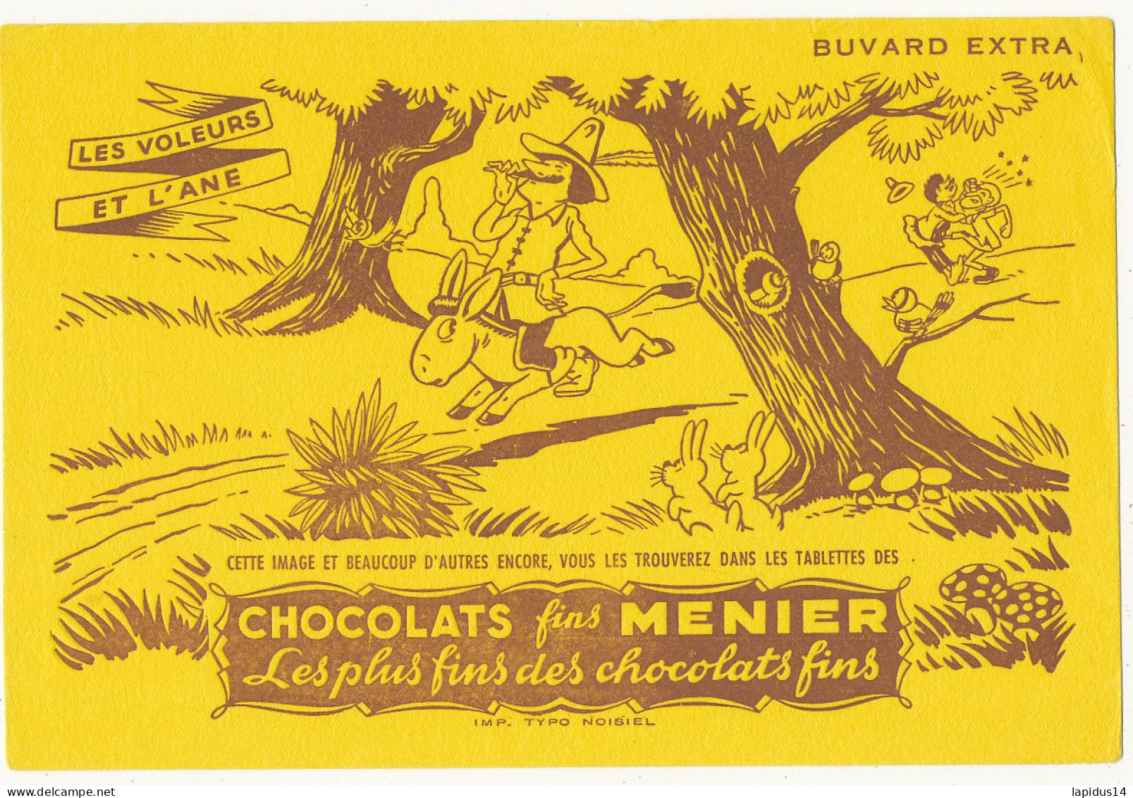 BU 2814 -  BUVARD  CHOCOLATS MENIER  LES VOLEURS ET L'ANE - Chocolat