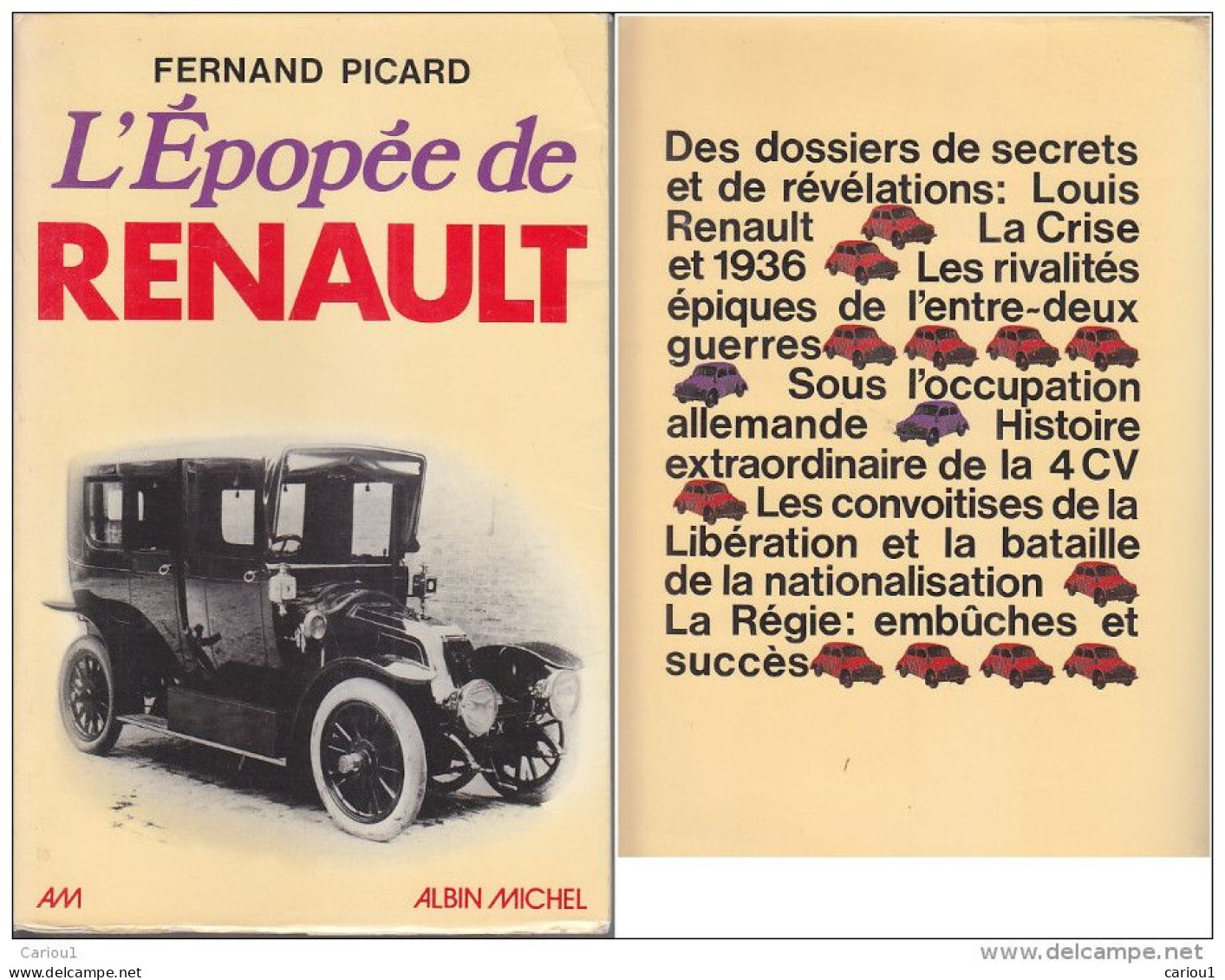 C1  AUTO Picard L EPOPEE DE RENAULT Grand Format 1976 EPUISE Automobile PORT INCLUS FRANCE - Automobili