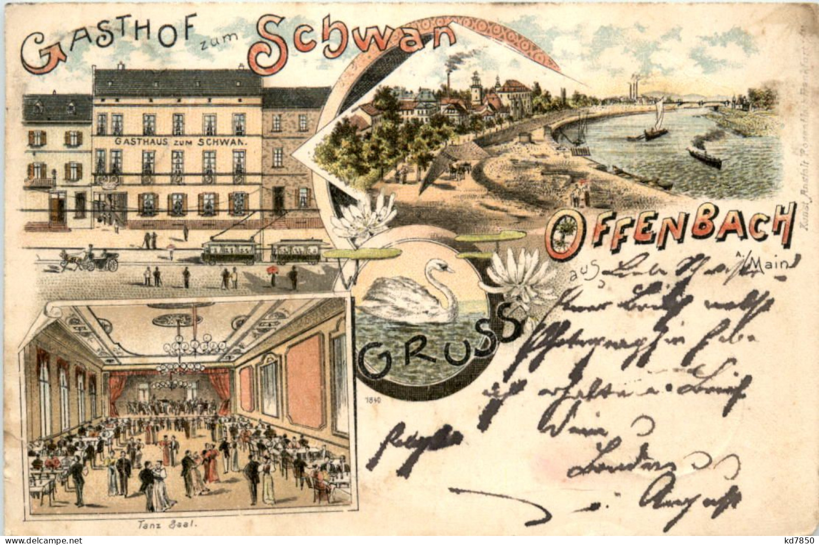 Gruss Aus Offenbach - Gasthof Zum Schwan - Litho - Offenbach