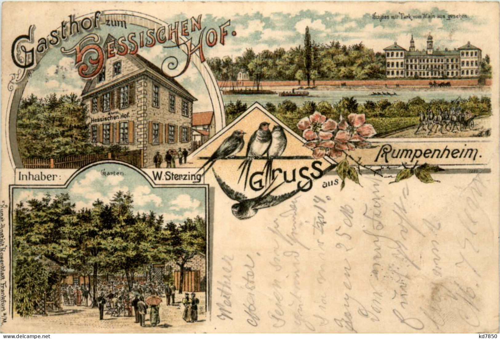 Gruss Aus Rumpenheim Offenbach - Gasthof Zum Hessischen Hof - Litho - Offenbach