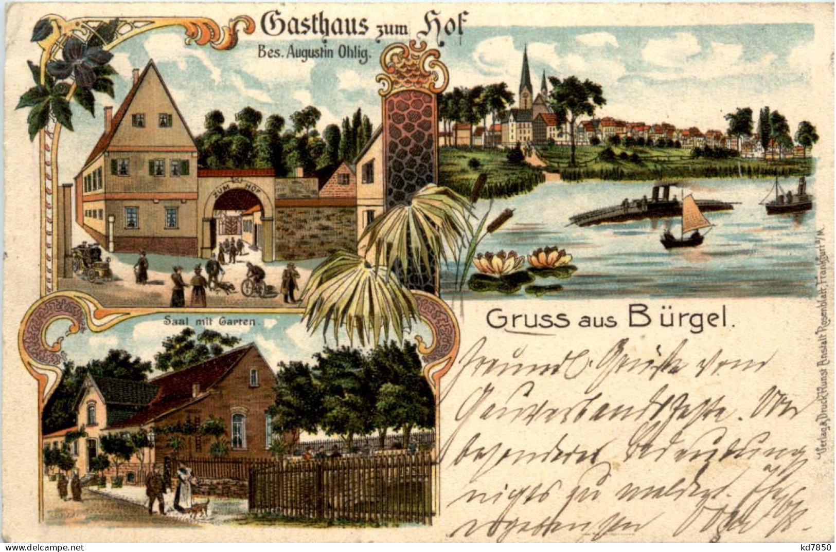 Offenbach - Gruss Aus Bürgel - Gasthof Zum Hof - Litho - Offenbach