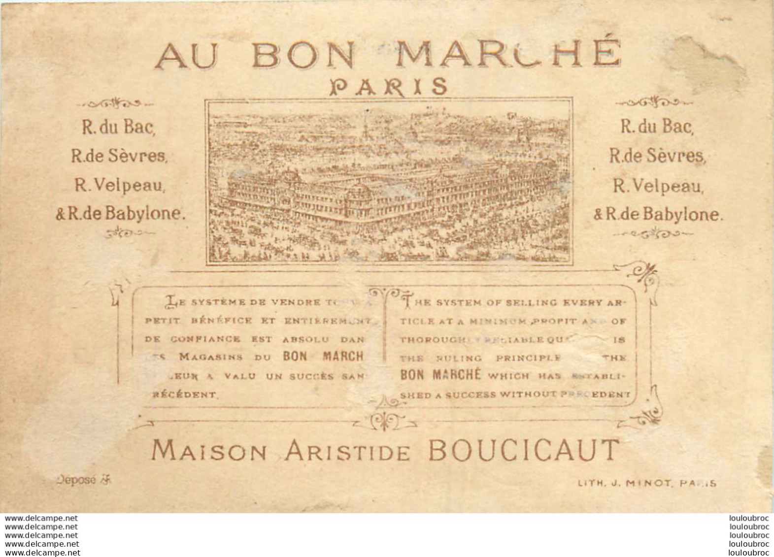 CHROMO DOREE MINOT AU BON MARCHE  CADET ROUSSEL - Au Bon Marché