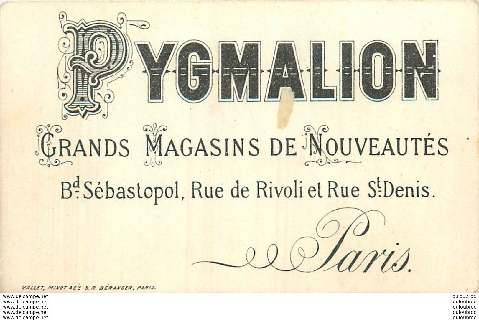 CHROMO DOREE  A PYGMALION  PARIS IMP VALLET MINOT  UNE HARANGUE - Other & Unclassified