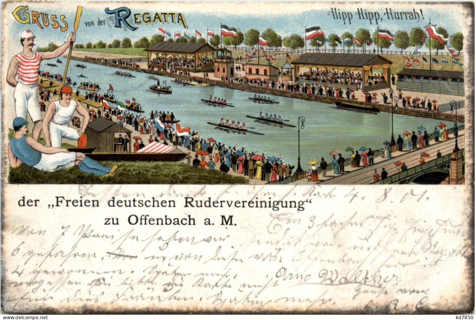 Offenbach - Gruss Von Der Regatta - Litho - Offenbach