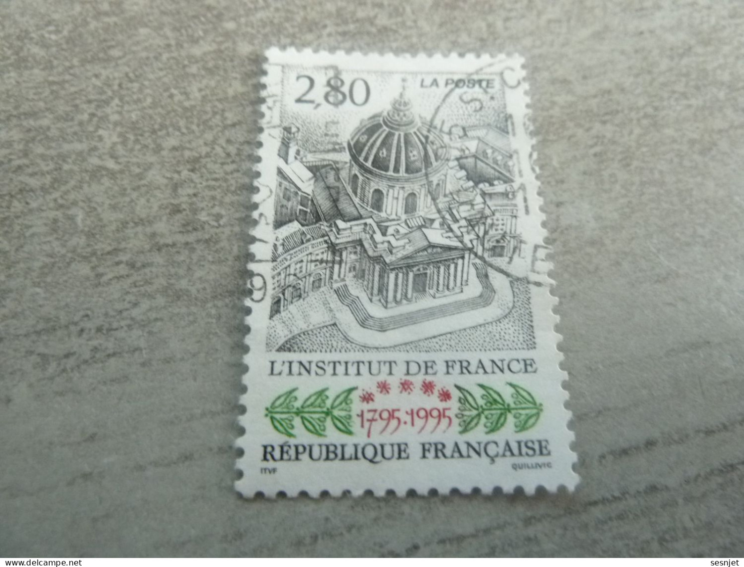 Bicentenaire De L'institut De France - 2f.80 - Yt 2973 - Noir, Vert Et Brun-orange - Oblitéré - Année 1995 - - Usados