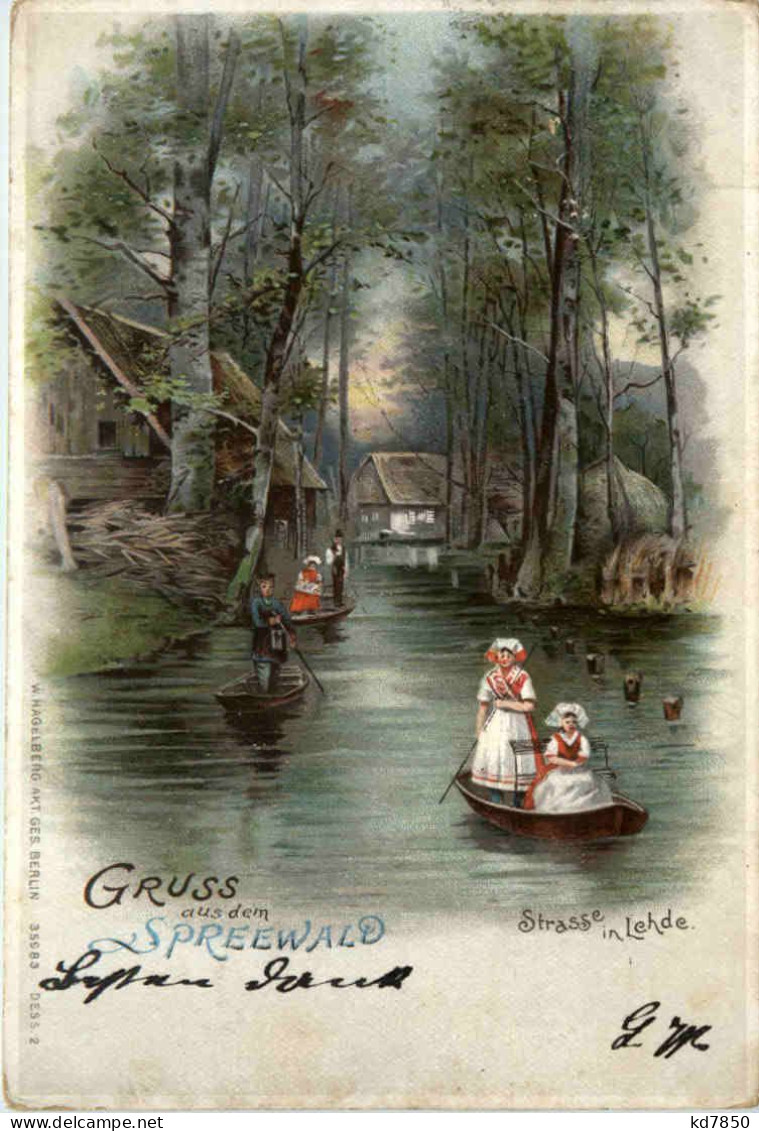 Gruss Aus Aus Dem Spreewald - Strasse In Lehde - Litho - Lübbenau