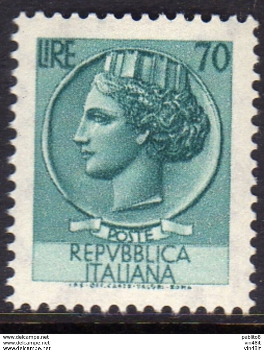 1968 - ITALIA REPUBBLICA - SIRACUSANA - LIRE  70    - SINGOLO - NUOVO - 1961-70: Mint/hinged