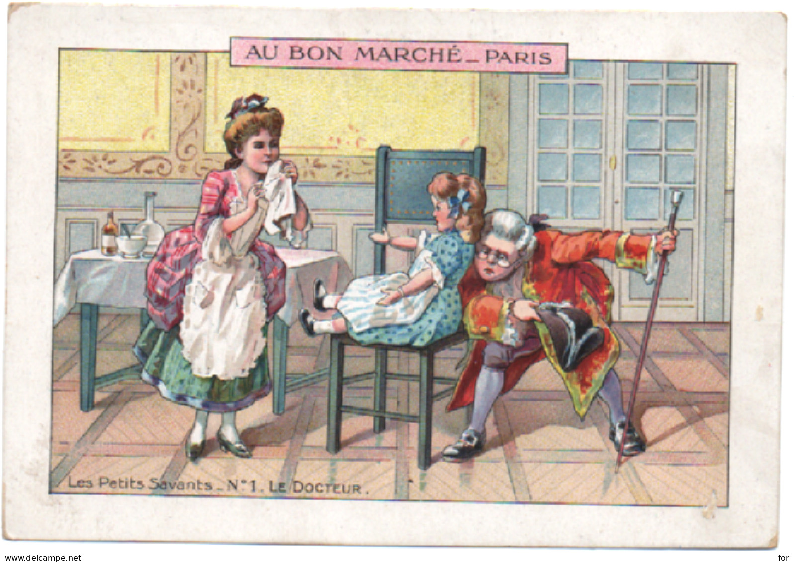 Chromos - Images : Au Bon Marché : Les Petits Savants - N°1 - Le Docteur : Illustrateur - à Identifier - Au Bon Marché