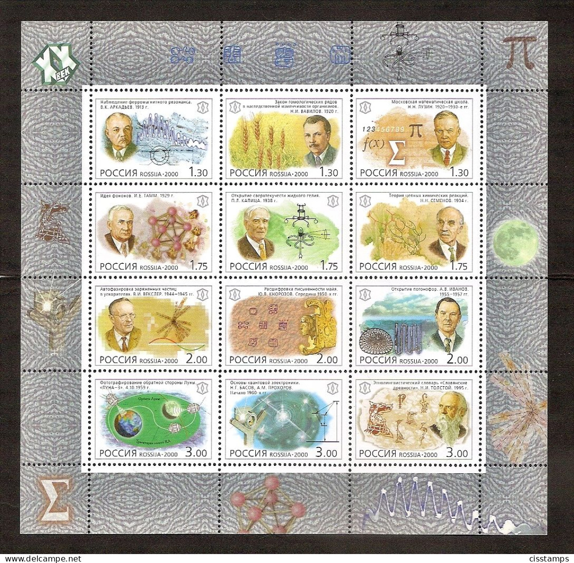 RUSSIA 2000●XX Century●Science●Mi 825-36 MNH - Ungebraucht